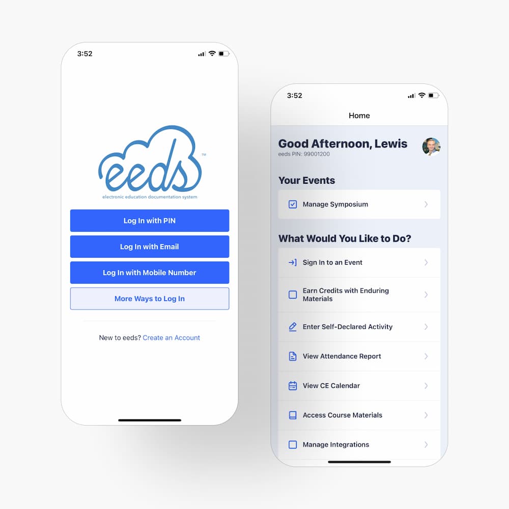 Screenshots of the eeds Mobile Application application