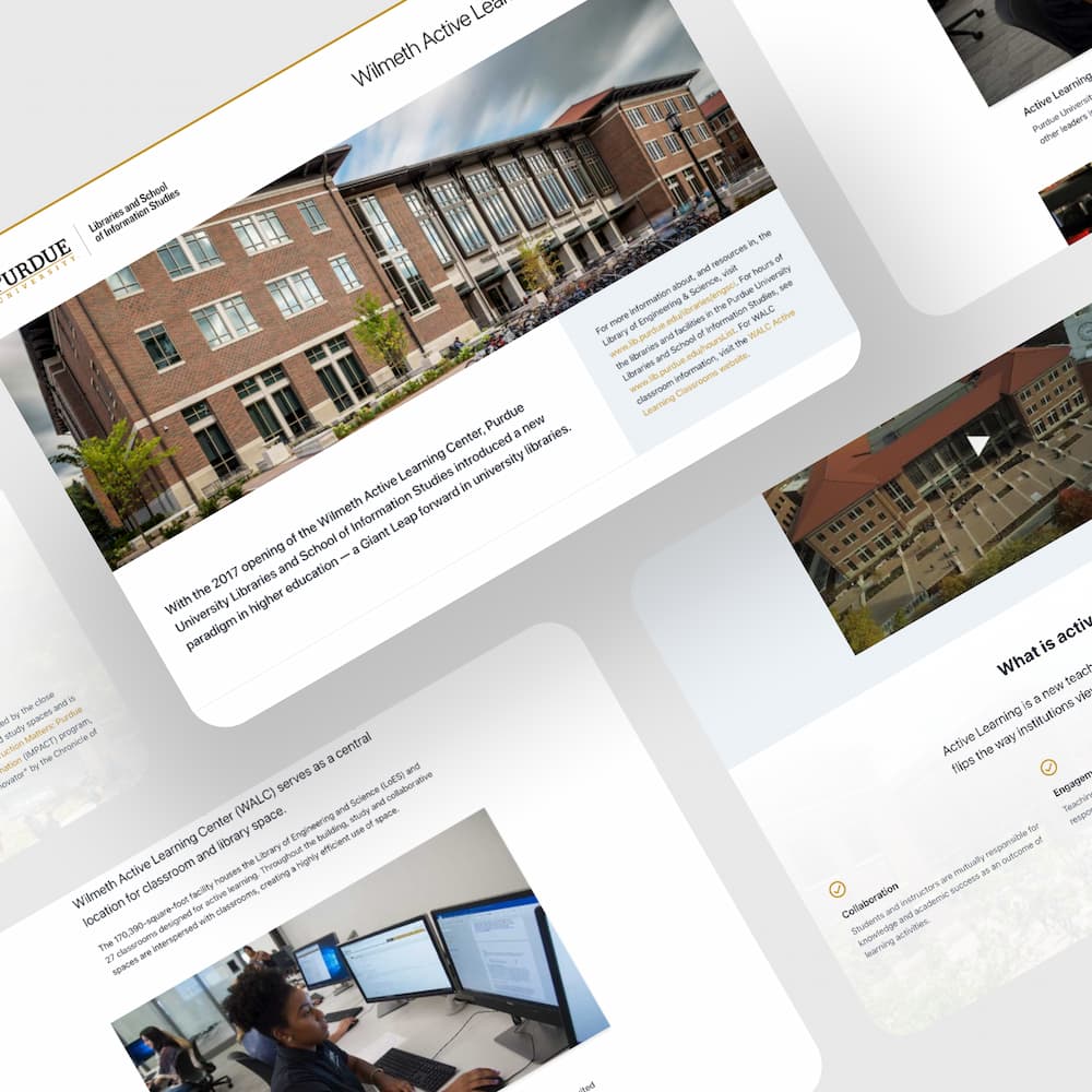 Screenshots of the Wilmeth Active Learning Center application
